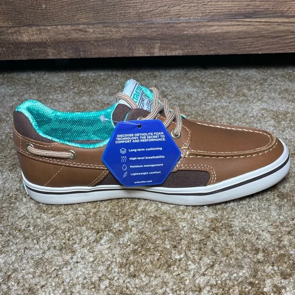 Brown and Teal Finatic Boat Shoes - Picture 3 of 8
